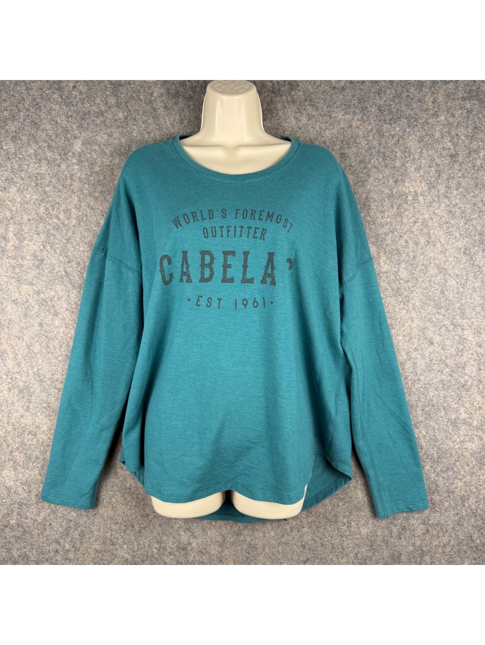 Cabela’s Long Sleeve T Shirt Teal Black Women Size XL Stretch 412